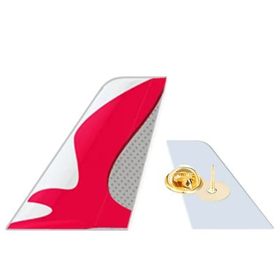 Air Arabia aviation design tail-shape badge pin in polished alloy.