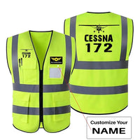 Thumbnail for Cessna 172 & Plane aviation design printed on high-visibility reflective fabric reflective vest.