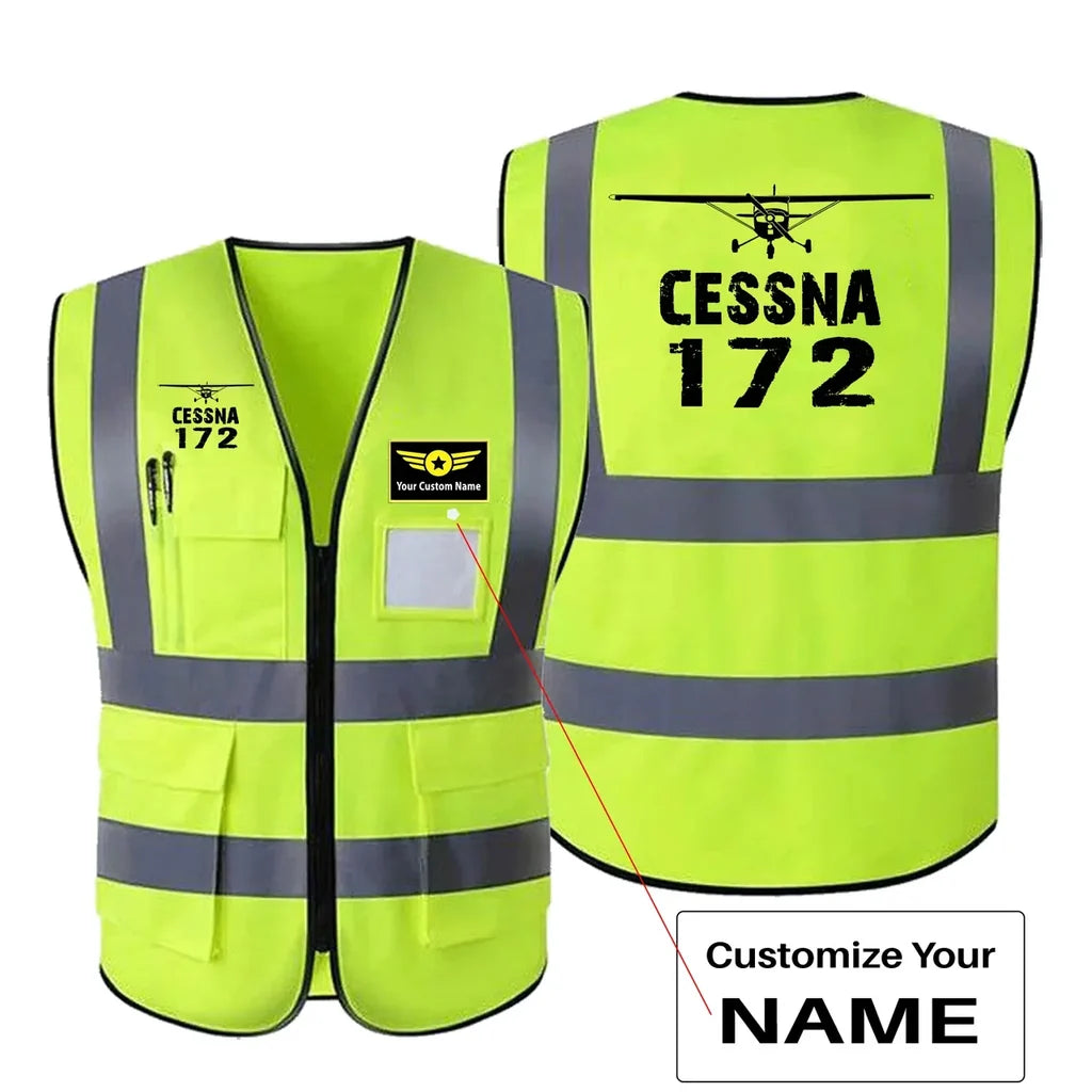Cessna 172 & Plane aviation design printed on high-visibility reflective fabric reflective vest.