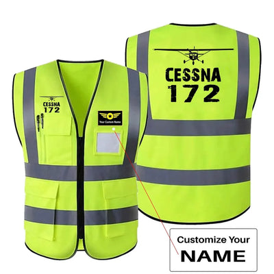 Cessna 172 & Plane aviation design printed on high-visibility reflective fabric reflective vest.