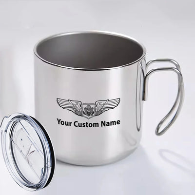 Custom Name (Special US Air Force) aviation design on portable mug, vacuum-insulated double-wall.