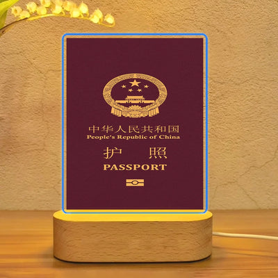 China Passport aviation art night lamp in premium acrylic with LED.
