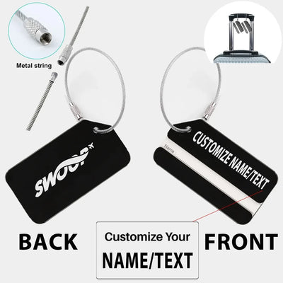 Swoop Airlines Designed Fashion Metal Luggage tag, Black + NAME