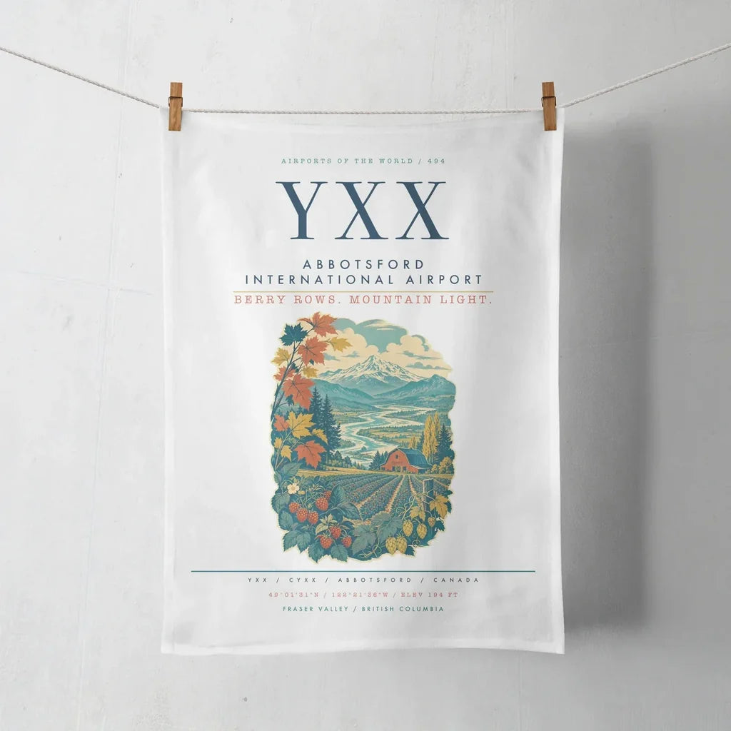 Abbotsford International Airport (YXX) design on white towel
