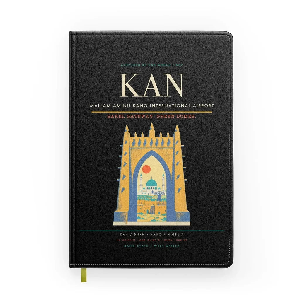 Mallam Aminu Kano International Airport (KAN) design on black notebook
