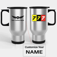 Thumbnail for Flat Colourful 777 Travel Mugs (With Holder) aviation design on travel mug with holder, insulated double-wall with car-cup ba.