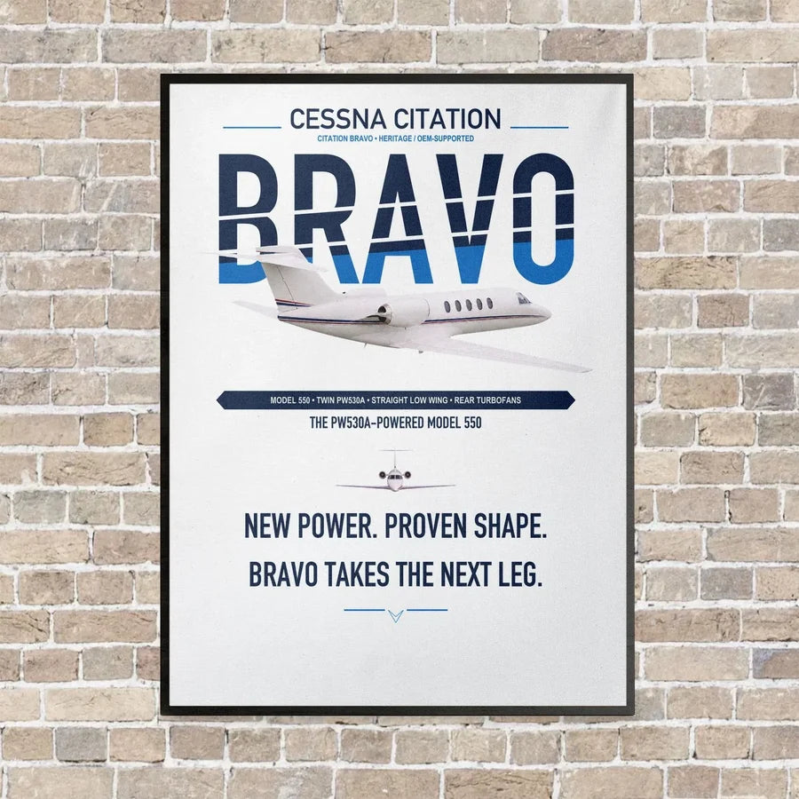 Cessna Citation Bravo vertical canvas print - framed - white background