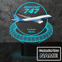 Thumbnail for Boeing 747 aviation design on premium acrylic with LED 3D night lamp.