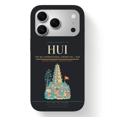 Hue Airport (HUI) design on black iPhone 17 Pro MagSafe case