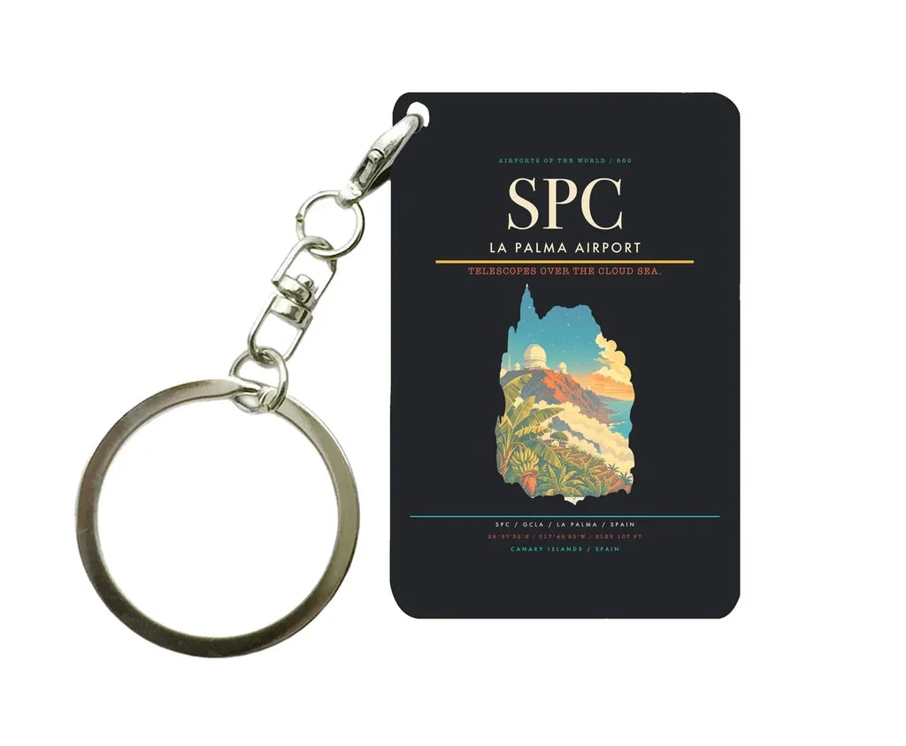 La Palma Airport (SPC) design on black key chain