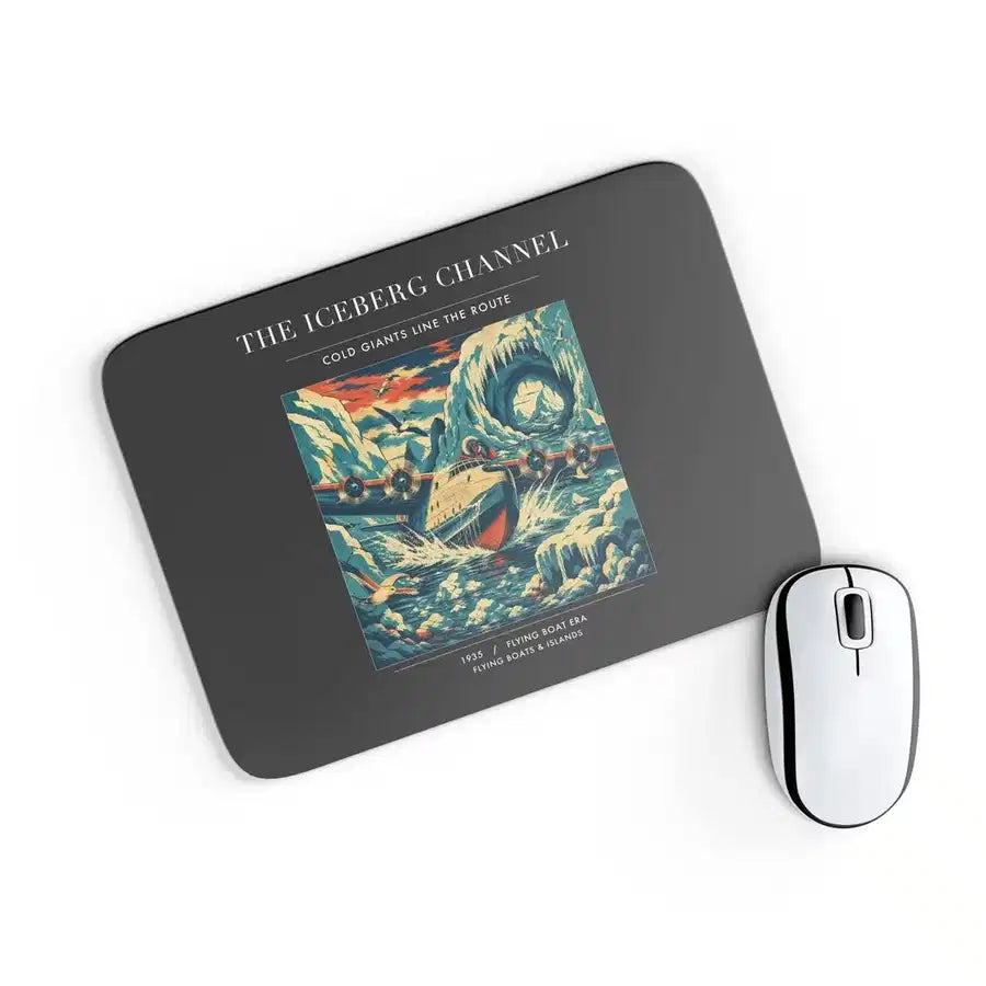 VINTAGE G4276 - The Iceberg Channel - Designed Mouse Pads design on black rectangle