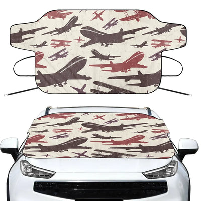 Vintage & Jumbo Airplanes Car aviation design on car windshield cover.