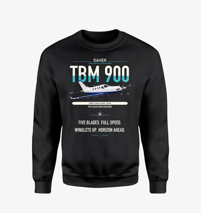 Daher TBM 900 design on black sweatshirt