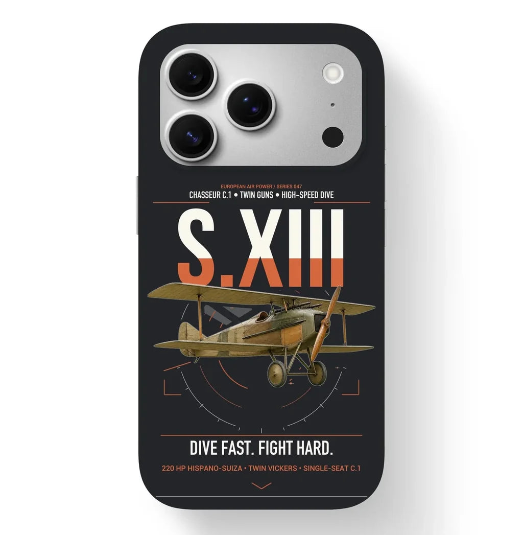 SPAD S.XIII C.1 design on black magsafe iphone case, for iPhone 17 Pro