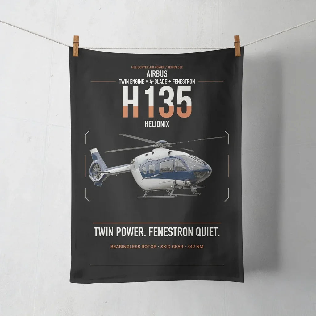 Airbus H135 design on black towel