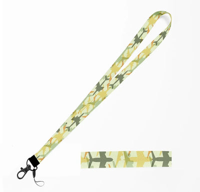 Seamless Colourful Airplanes lanyard and ID holder