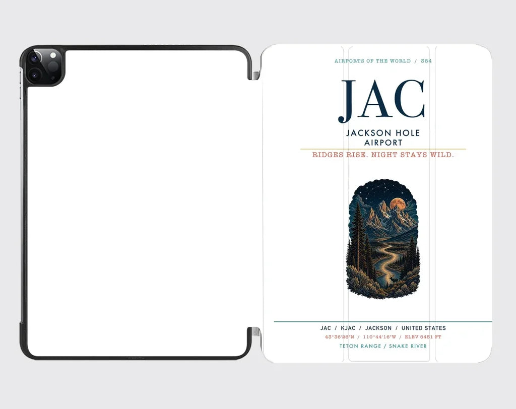 Jackson Hole Airport (JAC) design on white ipad tablet case
