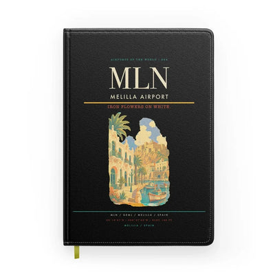 Melilla Airport (MLN) design on black notebook