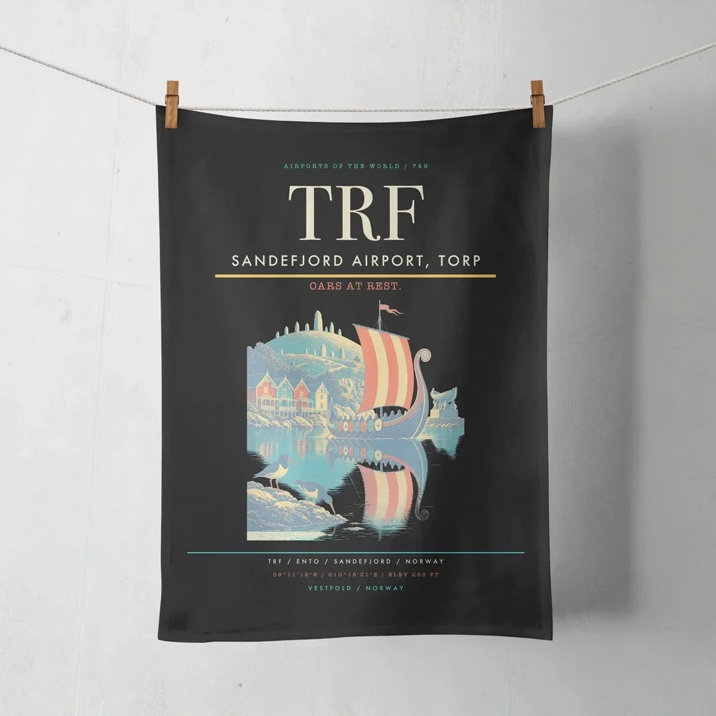 Sandefjord Airport, Torp (TRF) design on black towel