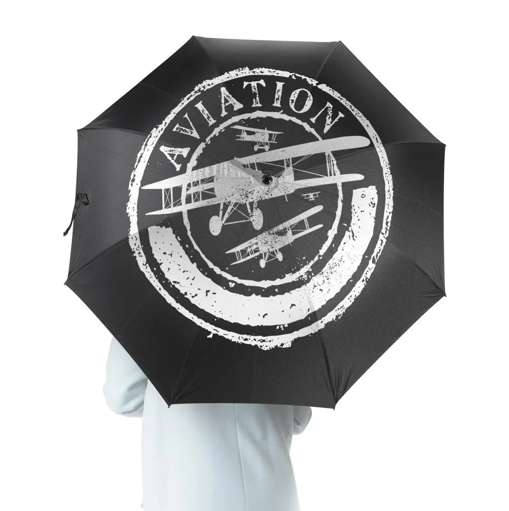 Aviation Lovers aviation design on windproof polyester umbrella.