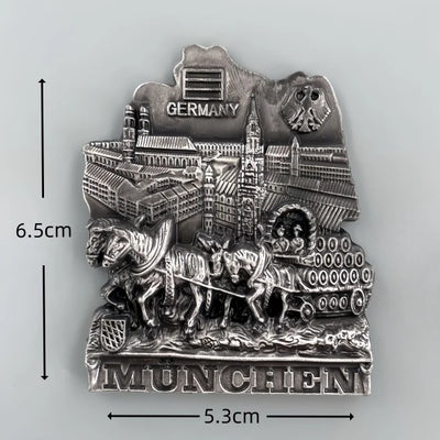 Munich Germany 3D Metal Fridge aviation design 3D metal magnet sticker in 3D metal with magnetic back.