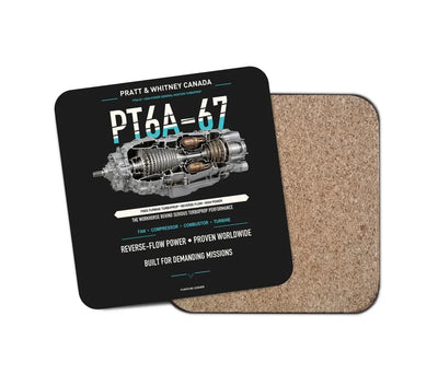 PT6A-67 design on black 1 piece coaster