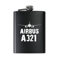 Thumbnail for Airbus A321 & Plane aviation design on stainless hip flask, compact pocket-size flask.