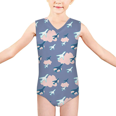 Cool & Super Airplanes (Vol2) aviation print on kids quick-dry fabric swimsuit.