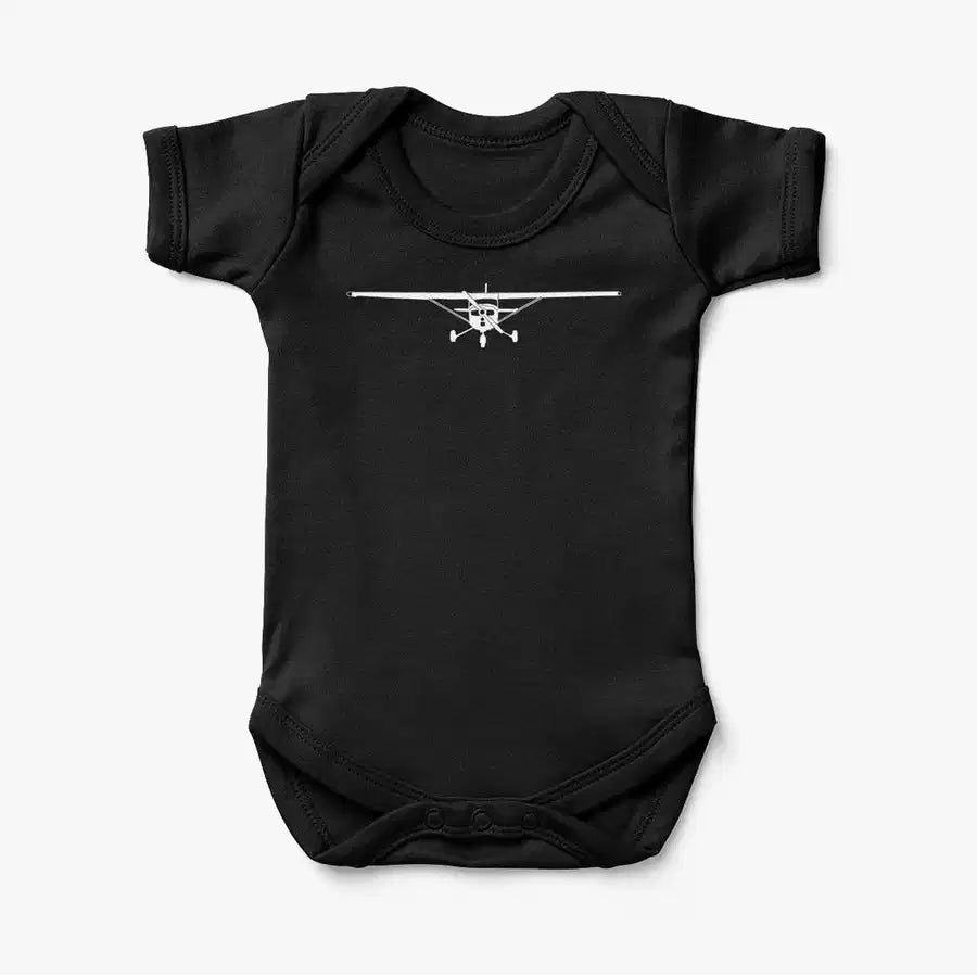 Cessna 172 Silhouette aviation print on kids gentle cotton bodysuit.