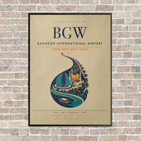 Thumbnail for Baghdad International Airport BGW - Canvas Framed - Beige