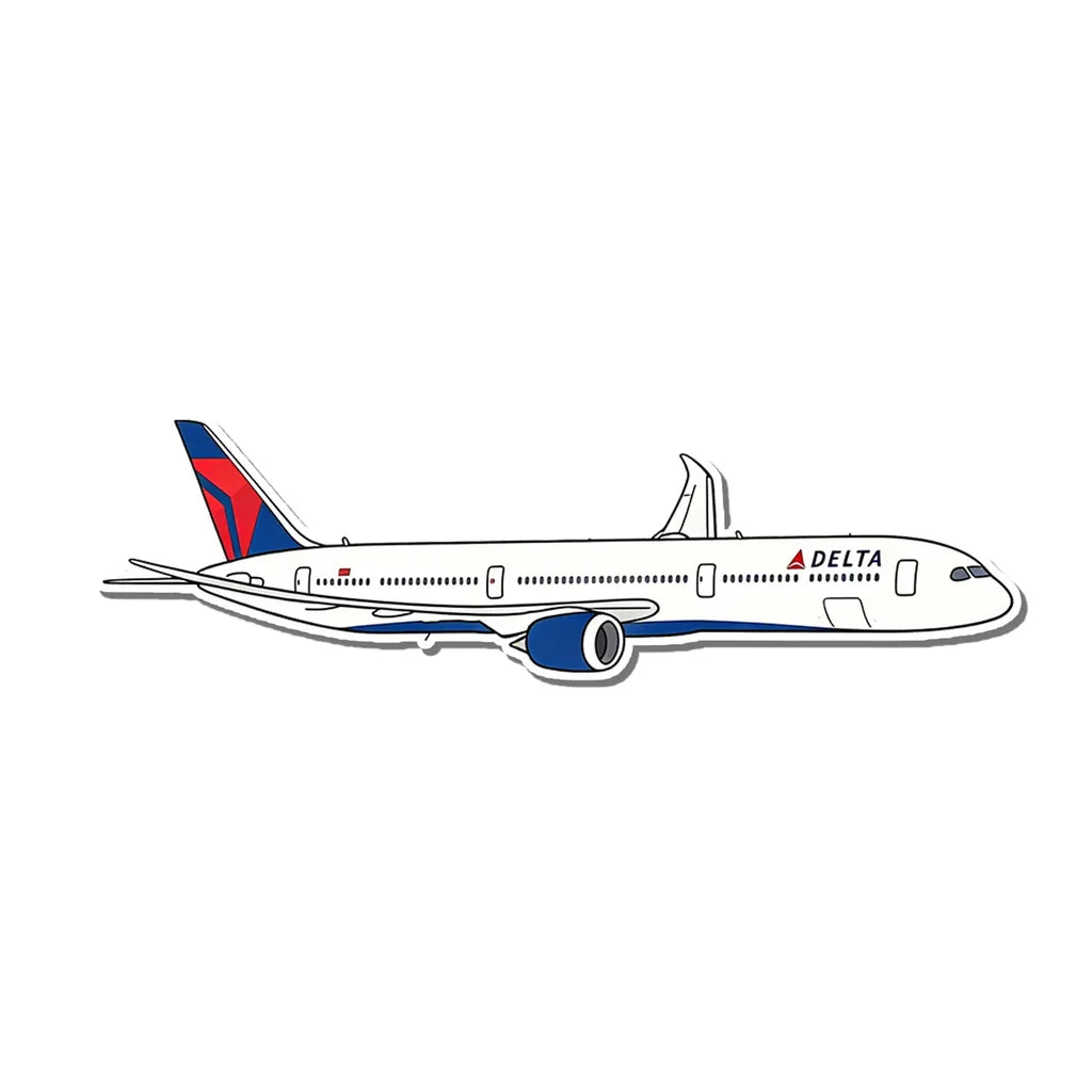 Delta Air Lines Boeing 787 aviation design airplane sticker in weather-resistant vinyl.
