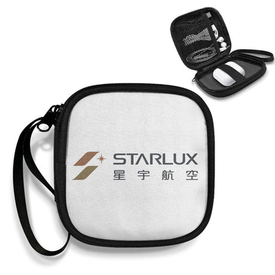 STARLUX Airlines Portable aviation design portable headphone bag, padded polyester construction.