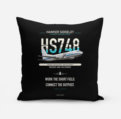 Hawker Siddeley HS 748 Series 2A design on black pillow