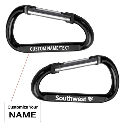 Southwest Airlines aviation aluminum alloy carabiner key chain in aircraft-grade aluminum.