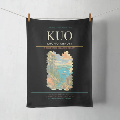 Kuopio Airport (KUO) design on black towel