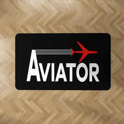 Aviator aviation design on durable carpet pile with non-slip backing rectangle carpet floor mat.