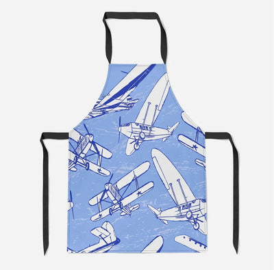 Retro & Vintage Airplanes aviation design on durable cotton blend kitchen apron.