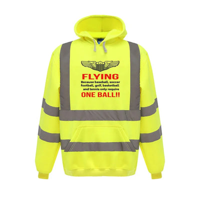 Flying One Ball aviation design on cotton blend with reflective panels reflective hoodie.