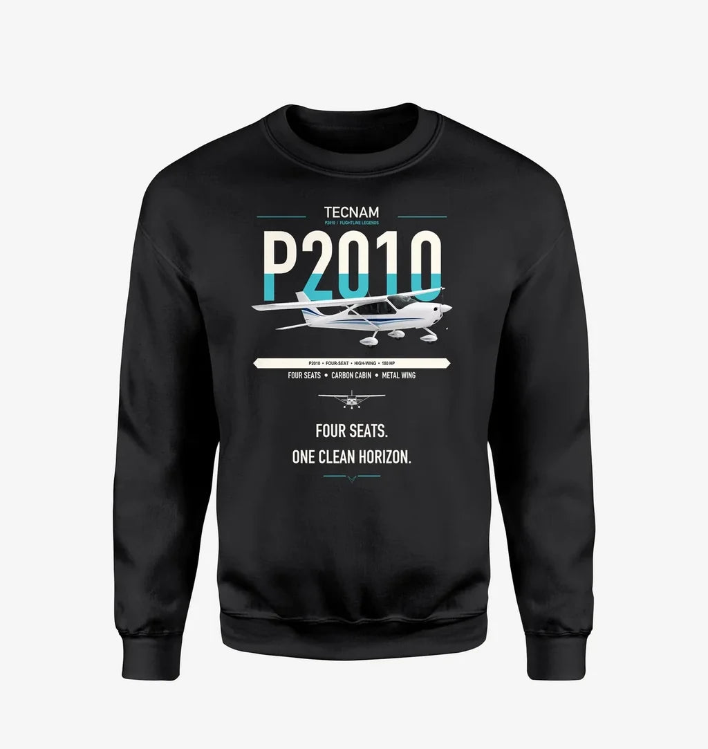 Tecnam P2010 design on black sweatshirt