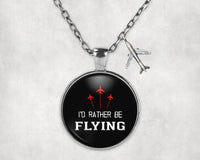 Thumbnail for I'D Rather Be Flying aviation-themed necklace, polished stainless steel.