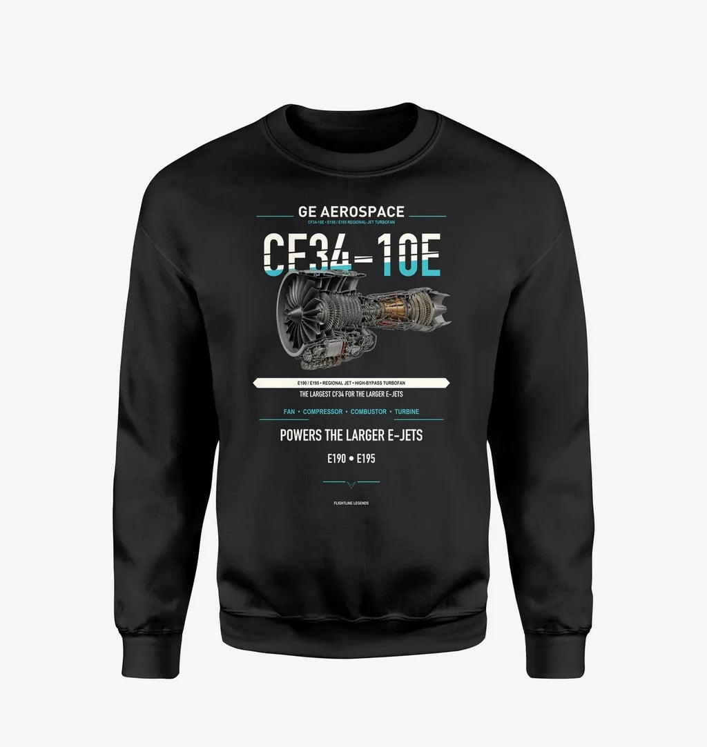 CF34-10E design on black sweatshirt
