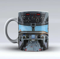 Thumbnail for Embraer E190 Cockpit aviation design on ceramic mug, premium ceramic with glazed finish.