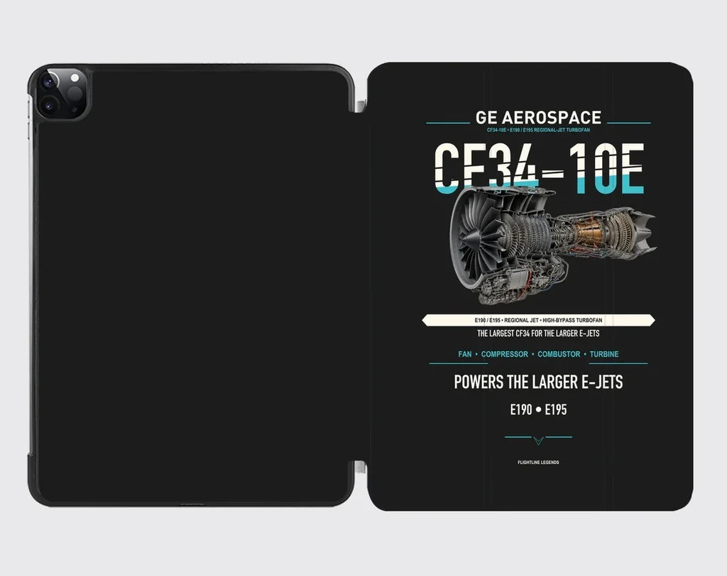 CF34-10E design on black ipad tablet case
