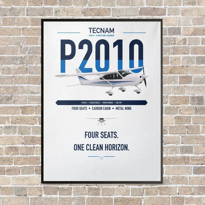 Tecnam P2010 vertical canvas print - framed - white background