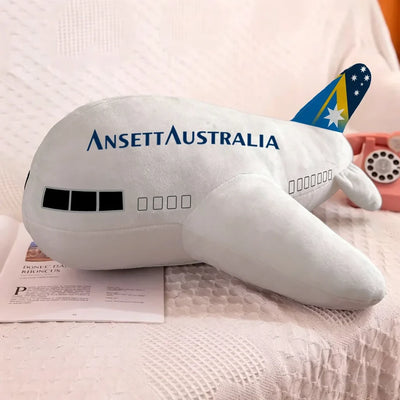 Ansett Australia aviation design on soft polyester filling airplane-shape decorative pillow.