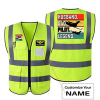 Thumbnail for Husband & Dad & Pilot & Legend aviation design printed on high-visibility reflective fabric reflective vest.