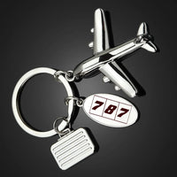 Thumbnail for Flat Colourful 787 Suitcase aviation shaped key chain, durable metal alloy.