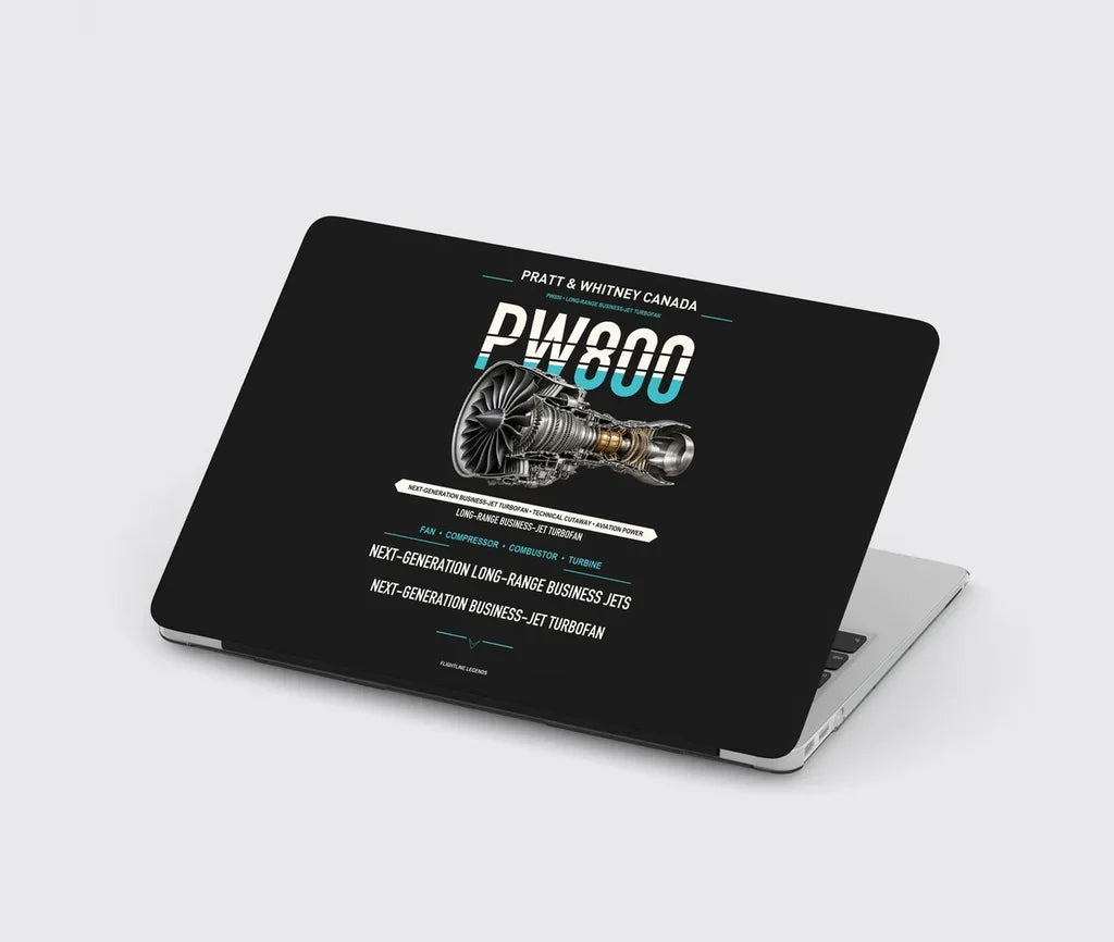 PW800 design on black MacBook case
