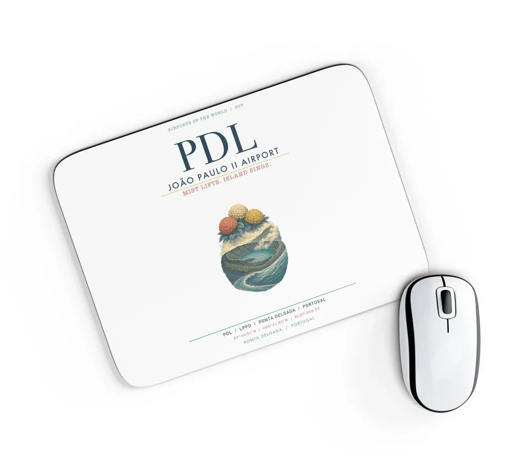 João Paulo II Airport (PDL) design on white rectangle mouse pad