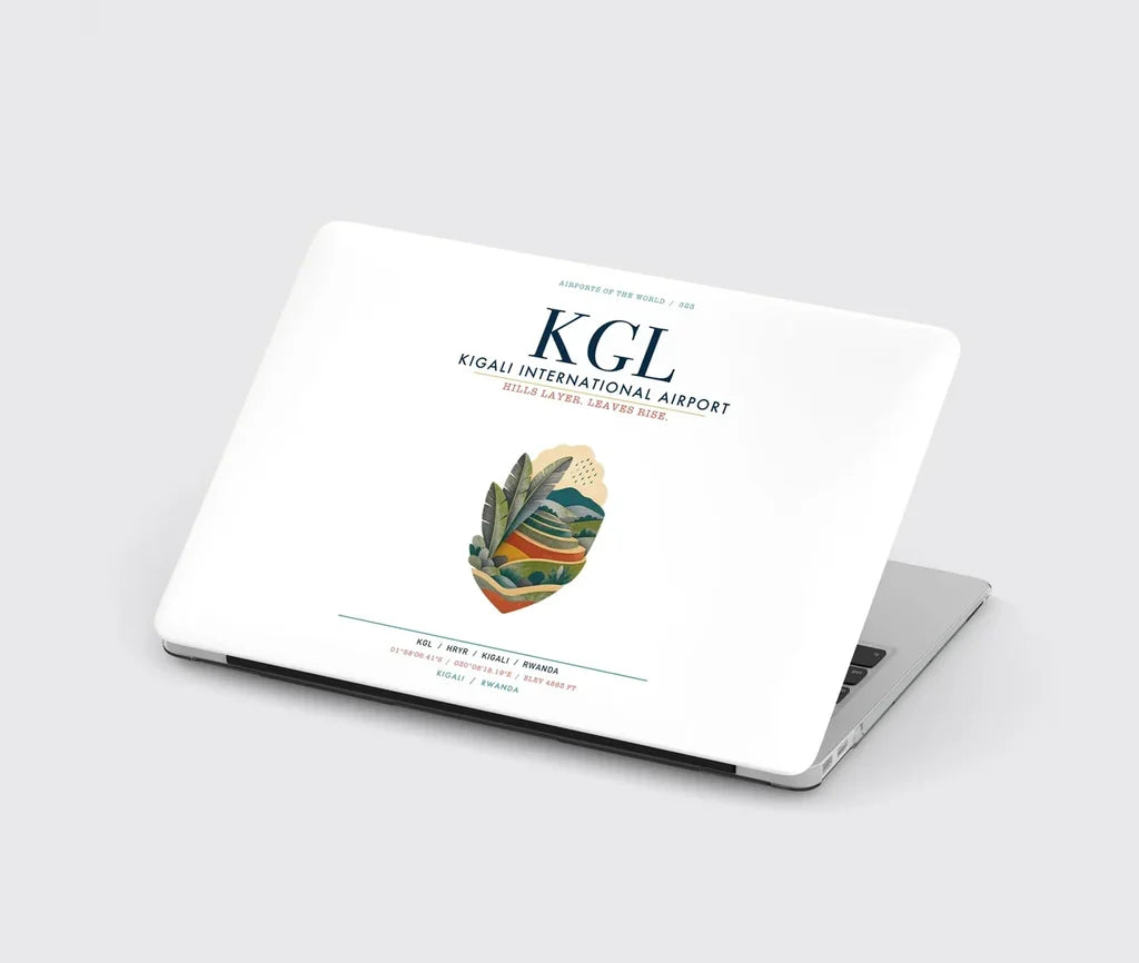 Kigali International Airport (KGL) design on white MacBook case
